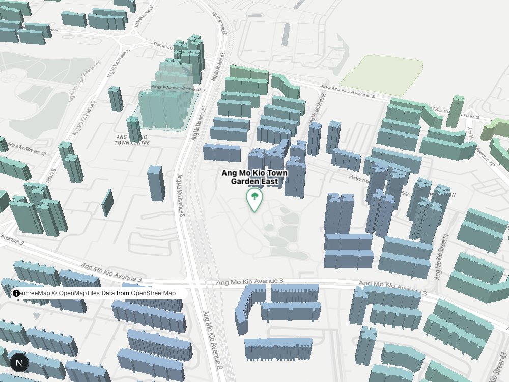 Map of Ang Mo Kio Town Garden East and surrounding HDB blocks