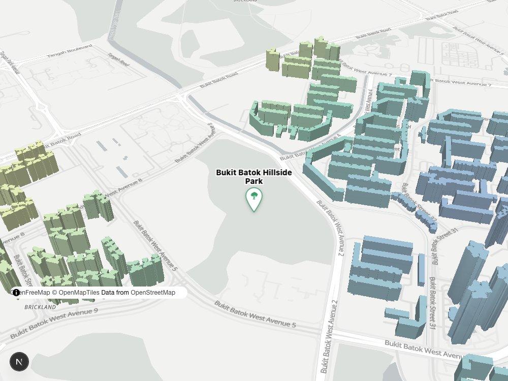Map of Bukit Batok Hillside Park and surrounding HDB blocks