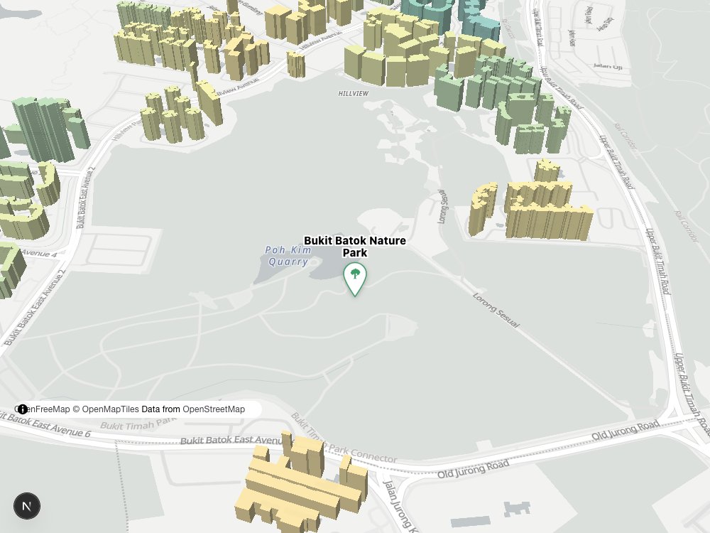 Map of Bukit Batok Nature Park and surrounding HDB blocks