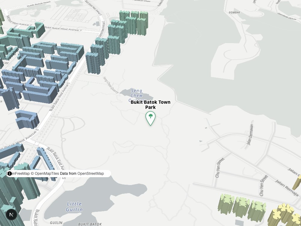 Map of Bukit Batok Town Park and surrounding HDB blocks