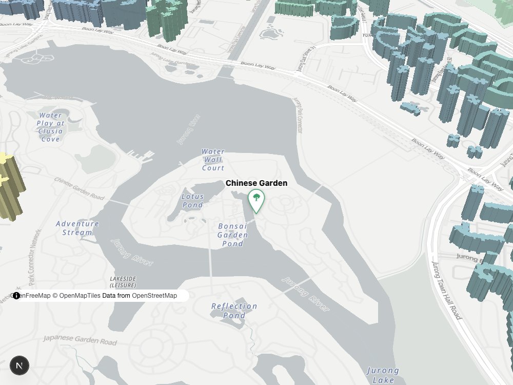 Map of Chinese Garden and surrounding HDB blocks