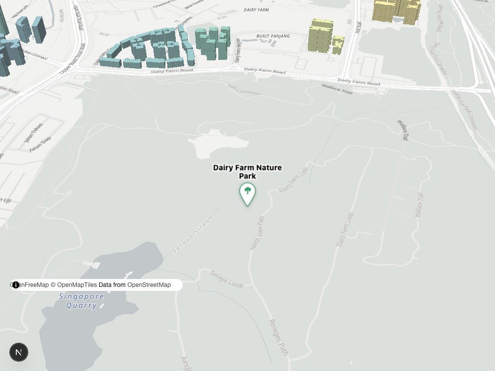 Map of Dairy Farm Nature Park and surrounding HDB blocks