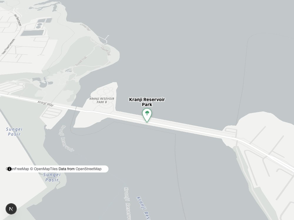 Map of Kranji Reservoir Park and surrounding HDB blocks