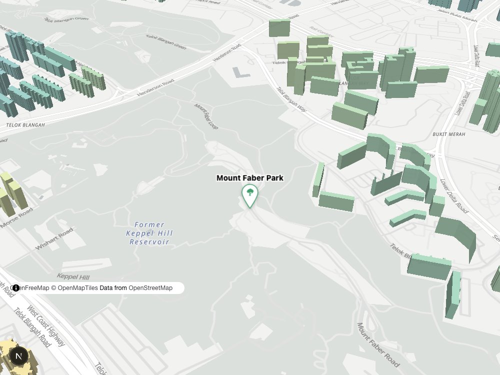 Map of Mount Faber Park and surrounding HDB blocks
