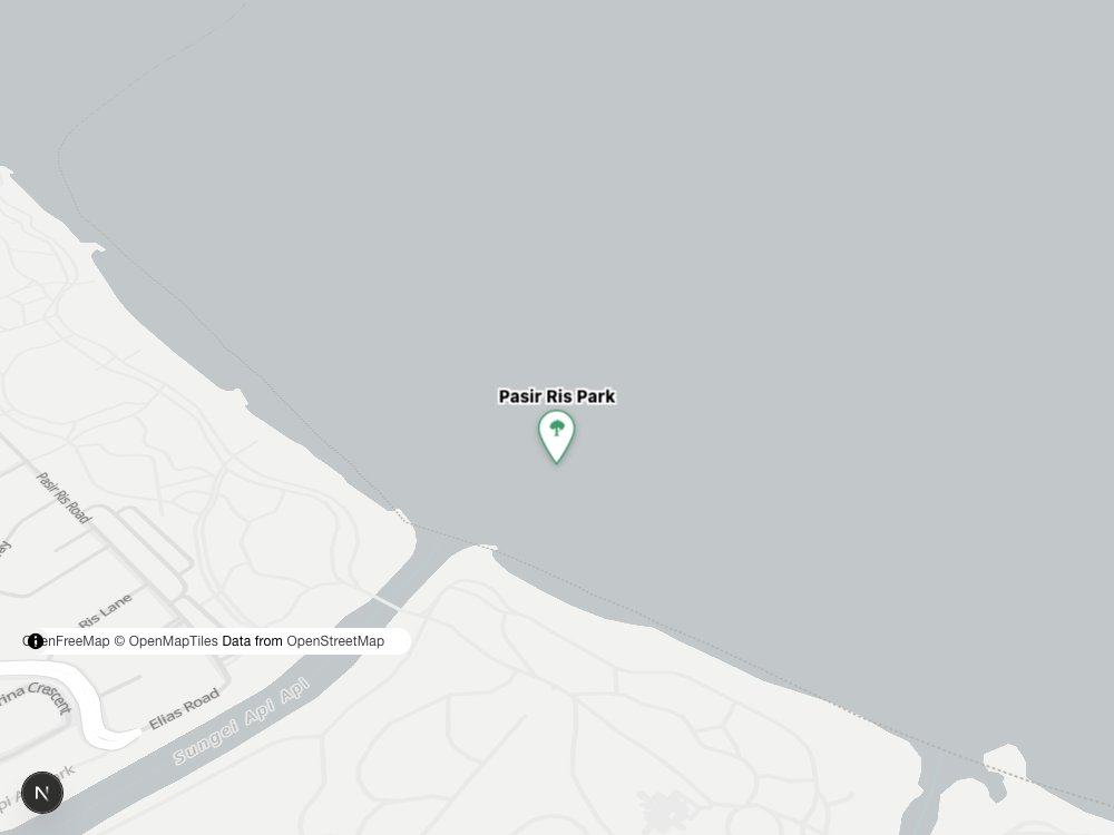 Map of Pasir Ris Park and surrounding HDB blocks