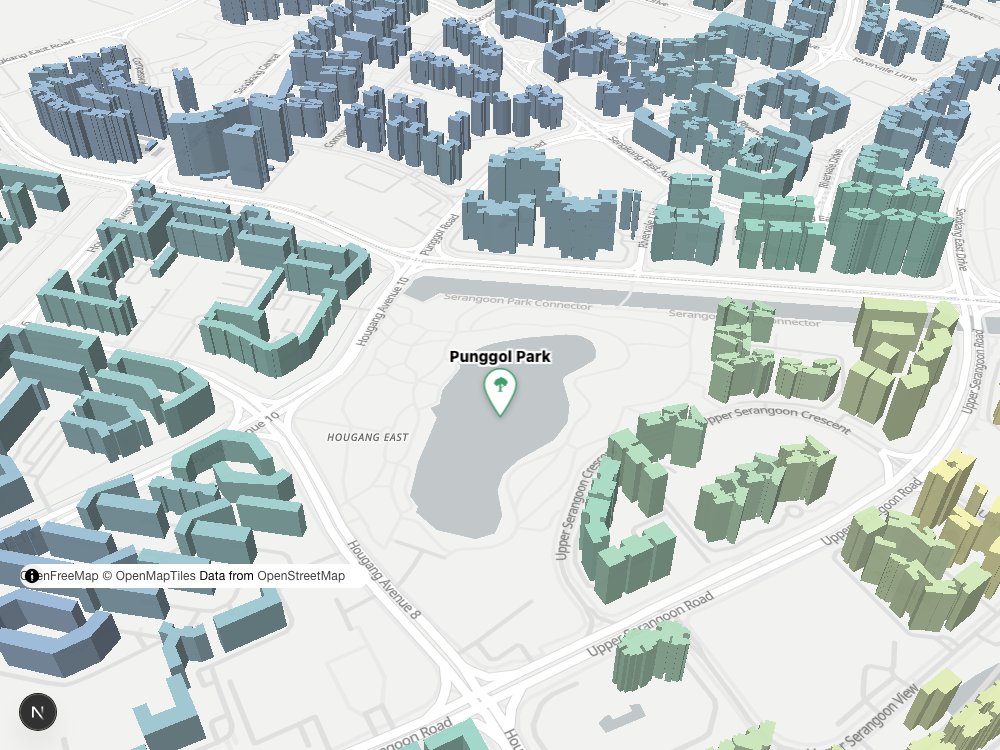 Map of Punggol Park and surrounding HDB blocks
