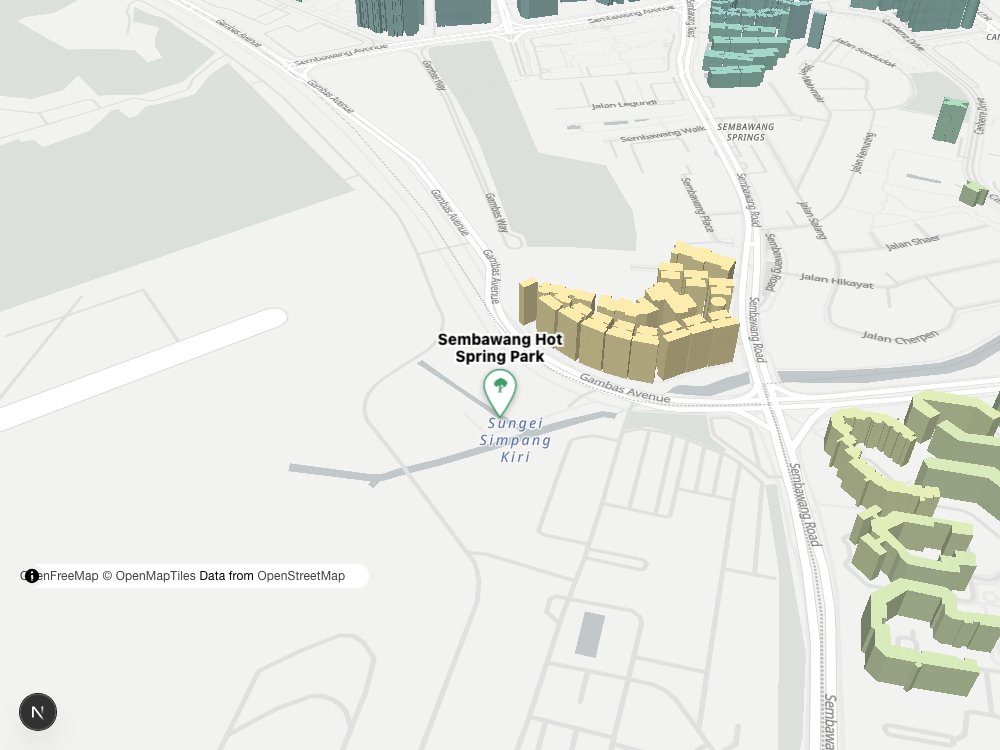 Map of Sembawang Hot Spring Park and surrounding HDB blocks