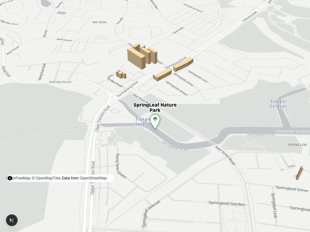 Map of SpringLeaf Nature Park and surrounding HDB blocks