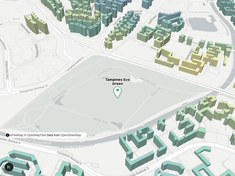 Map of Tampines Eco Green and surrounding HDB blocks