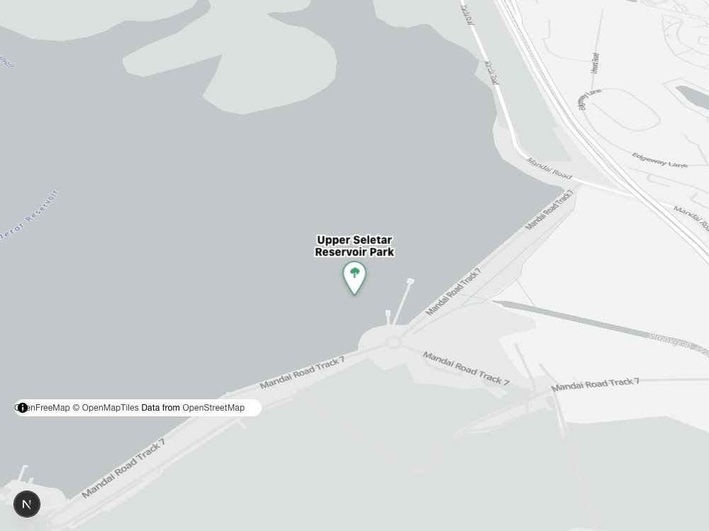 Map of Upper Seletar Reservoir Park and surrounding HDB blocks
