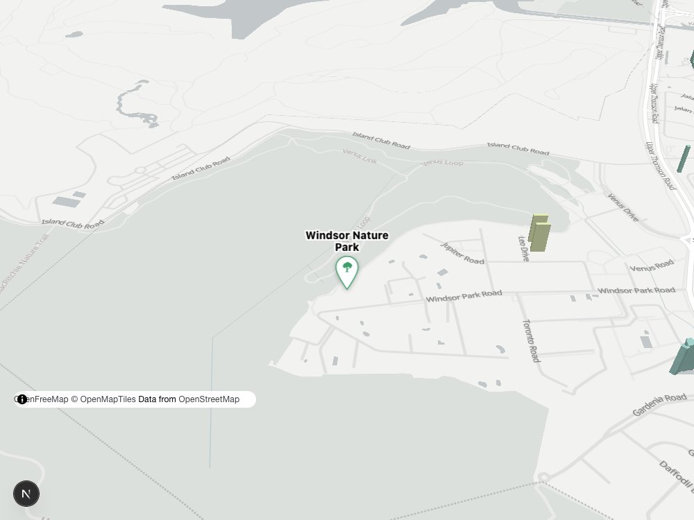 Map of Windsor Nature Park and surrounding HDB blocks