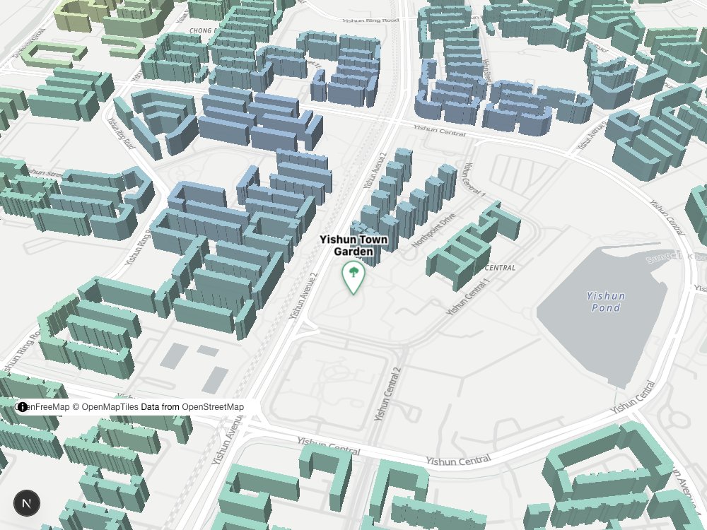 Map of Yishun Town Garden and surrounding HDB blocks