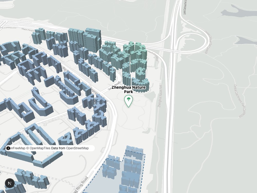 Map of Zhenghua Nature Park and surrounding HDB blocks